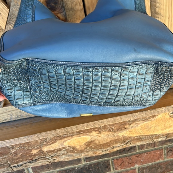 BRAHMIN EVA Sedona Slate Smooth Croc Leather Shoulder Bag, Purse blue - Picture 11 of 12